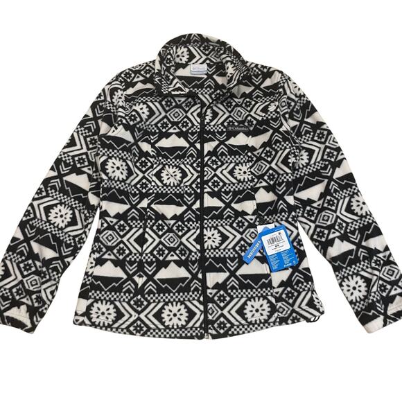 Columbia Women’s M Mount Cannon Printed Fleece Jacket | Black White Aztec NWT - Picture 5 of 9